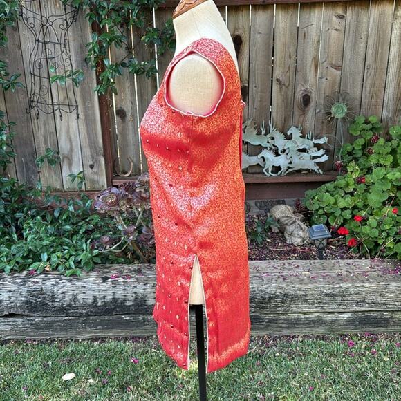 Kurti Top Style Red Dress Tunic Kurta Women's See Measurements Handmade Altered - Picture 5 of 14